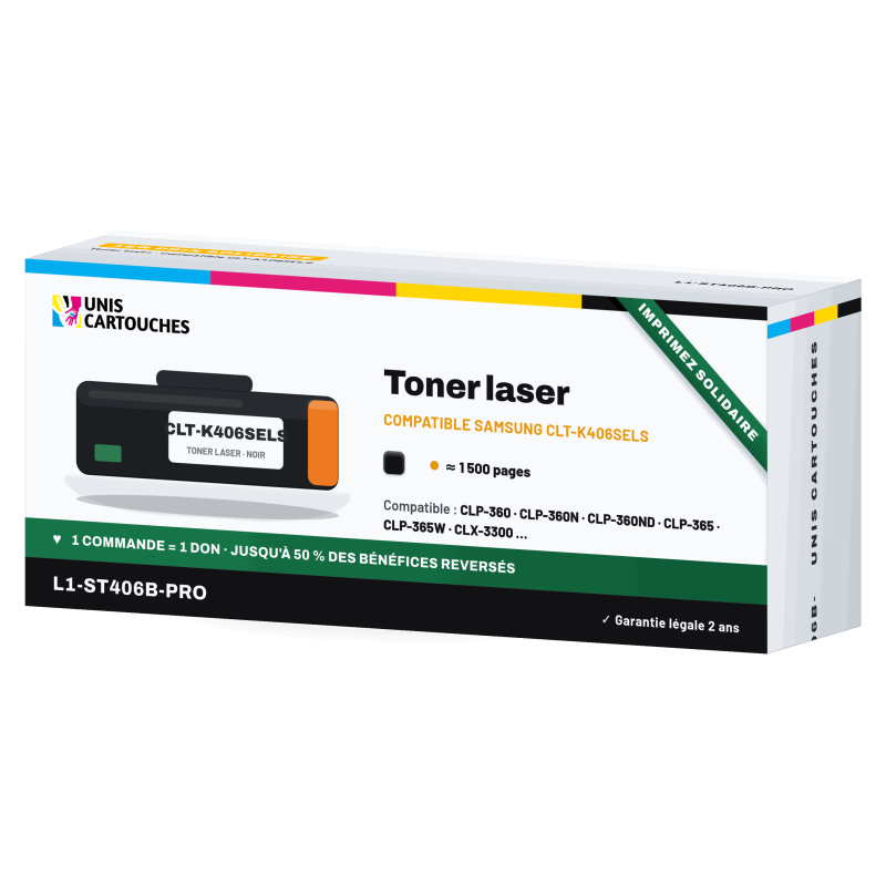 Toner compatible Samsung CLT-K406S Noir 1500 pages | 1er Prix