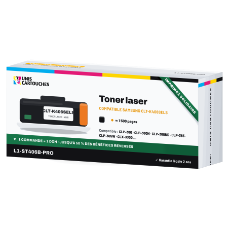 Toner compatible Samsung CLT-K406S Noir 1500 pages | 1er Prix