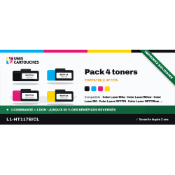 Pack 4 toners compatibles HP 117A W2070A W2071A W2072A W2073A