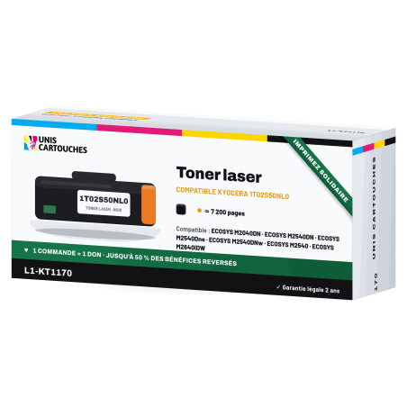 Toner compatible Kyocera TK-1170 Noir 7200 pages | 1er Prix