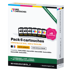 Pack de 6 cartouches HP 301XL CH563EE + CH564EE Noir et Tricolore | 1er Prix Solidaire