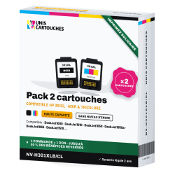 Pack de 2 cartouches HP 301XL CH563EE Noir + CH564EE Tricolore | 1er Prix Solidaire