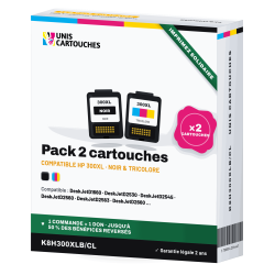 Pack 2 cartouches HP 300XL CC641EE + CC644EE | 1er Prix Solidaire