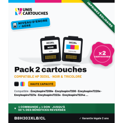 Pack 2 cartouches HP 303XL T6N04AE + T6N03AE | 1er Prix