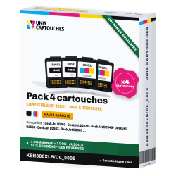 Pack de 4 cartouches HP 300XL CC641EE + CC644EE | 1er Prix