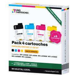 Pack de 4 cartouches d'encre compatibles Brother LC125/127 XL (noir + 3 couleurs) | 1er Prix Solidaire