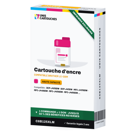 Cartouche magenta compatible Brother LC125XLM | 1er Prix Solidaire