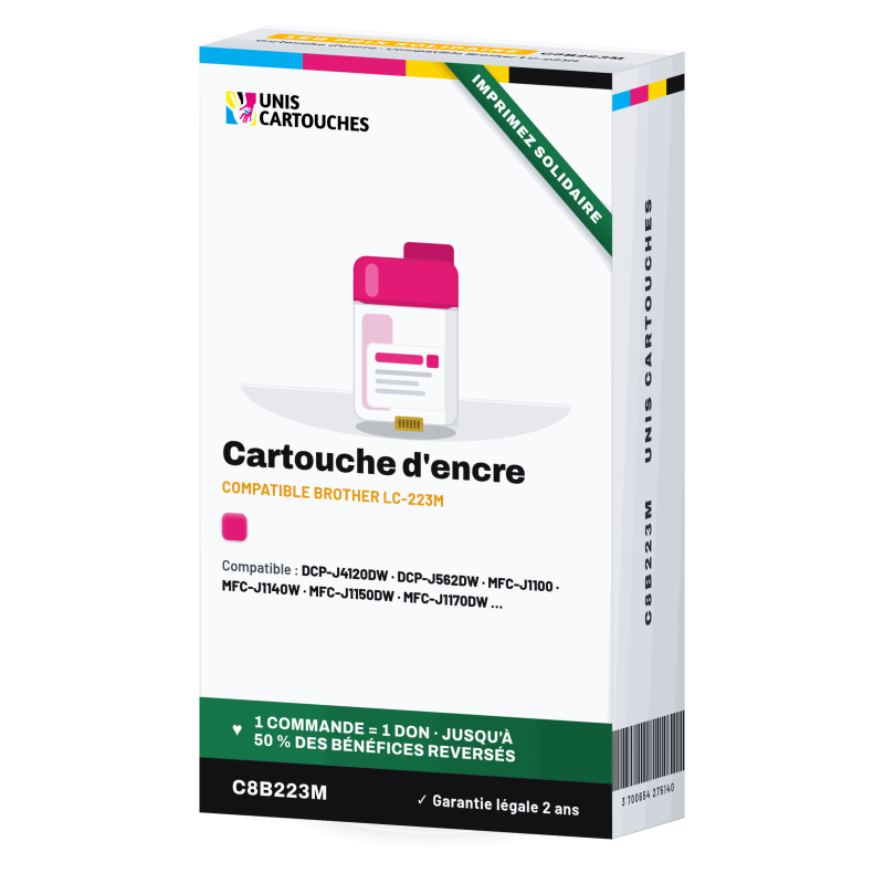 Cartouche magenta compatible Brother LC223M | 1er Prix Solidaire