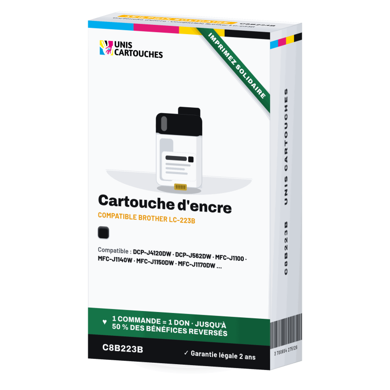 Cartouche noire compatible Brother LC223BK | 1er Prix Solidaire