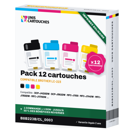 Pack 12 cartouches compatibles Brother LC223 | 1er Prix Solidaire