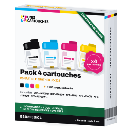 Pack 4 cartouches compatibles Brother LC223 | 1er Prix Solidaire