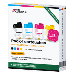 Pack de 4 cartouches compatibles Brother LC227XL Noir + LC225XL Cyan, Magenta, Jaune | 1er Prix Solidaire