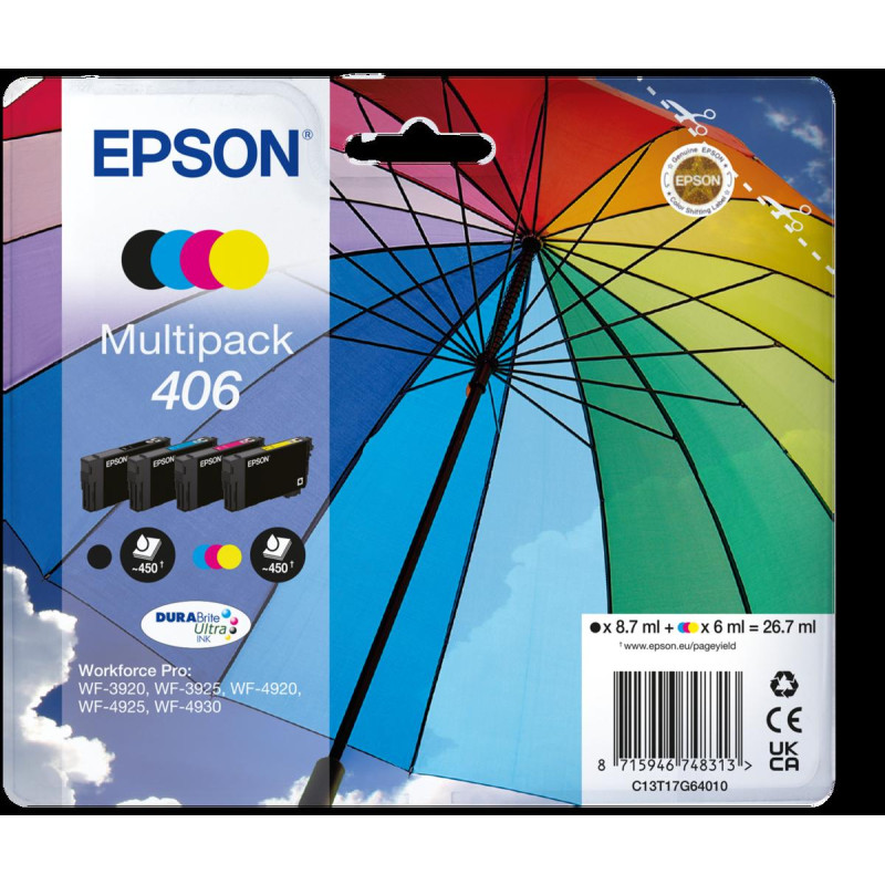 Multipack Epson 406 Parapluie 4 couleurs C13T17G64010 – Origine
