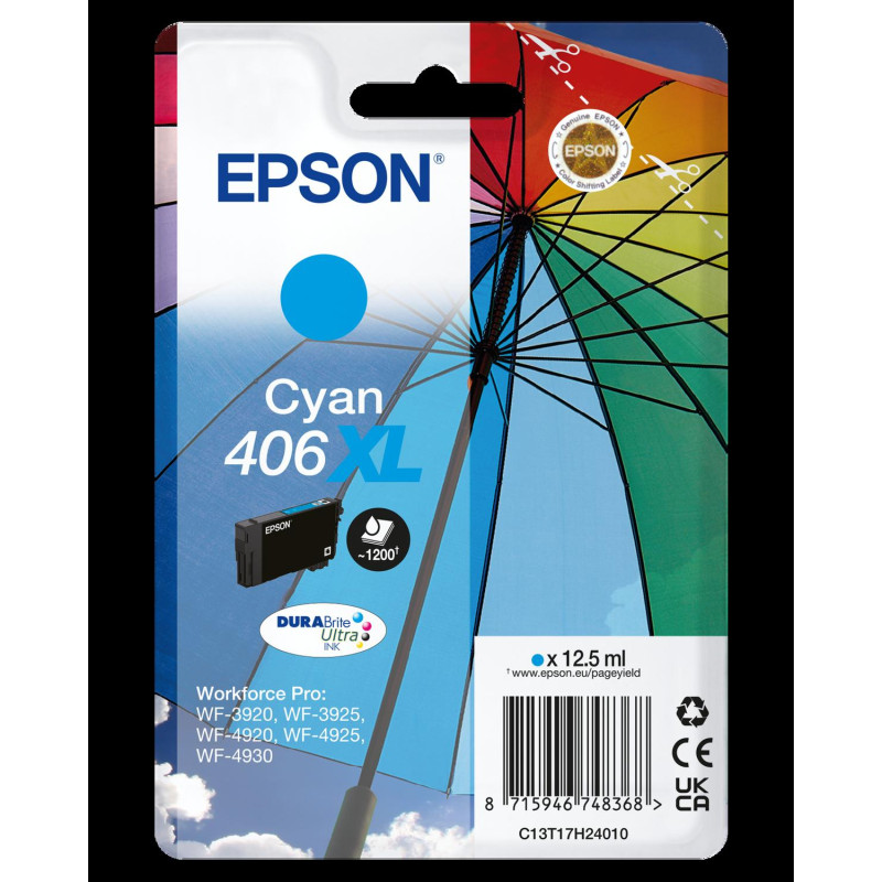 Cartouche Epson 406XL Cyan Parapluie C13T17H24010 – Origine