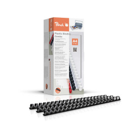 Peach 100 anneaux de reliure plastiques A4 125 feuilles (14mm-21 anneaux) - PB414-02 - Noir