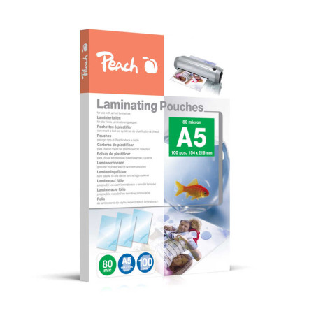 Peach Pochettes de plastification A5 80 microns (154x216mm) - PP580-03 - Boîte de 100