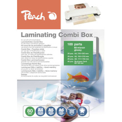 Peach Kit de 100 Pochettes de plastification A4/A5/A6/ Business Card 80 microns - PPC500-03