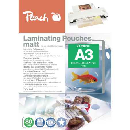Peach Pochettes de plastification A3 80 microns (303x426mm) - S-PP580-15 - Boîte de 100