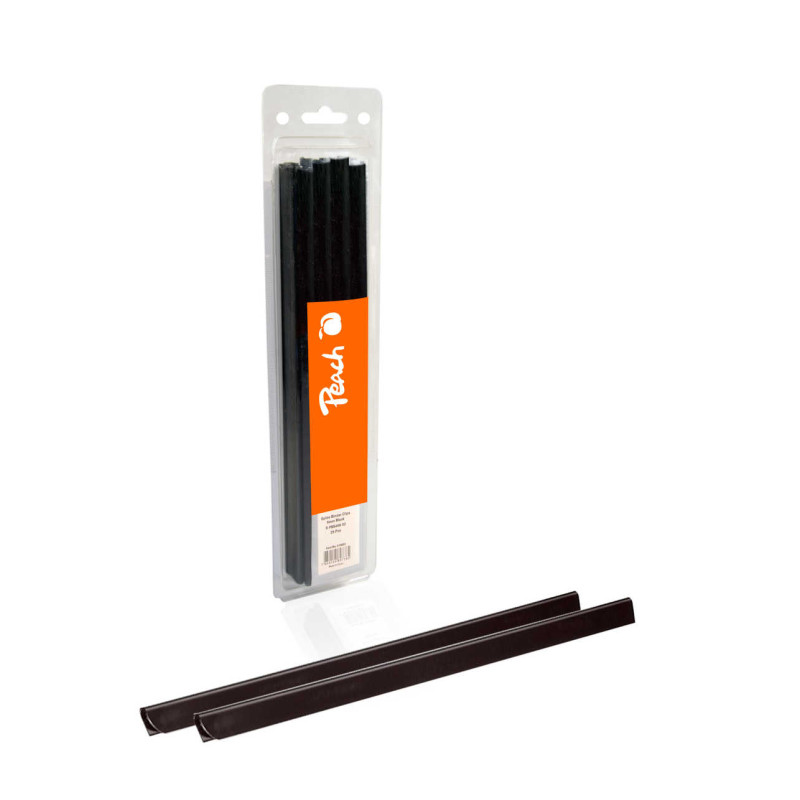 Peach 25 Clips reliure plastiques A4 20 feuilles (6mm) - R-PBS406-02 - Noir