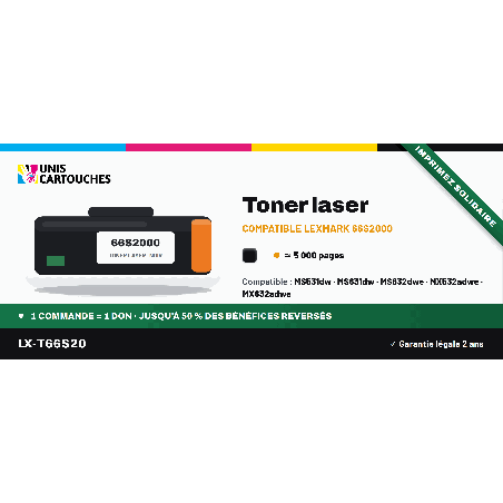 Toner compatible Lexmark 66S2000 Noir | 1er Prix Solidaire