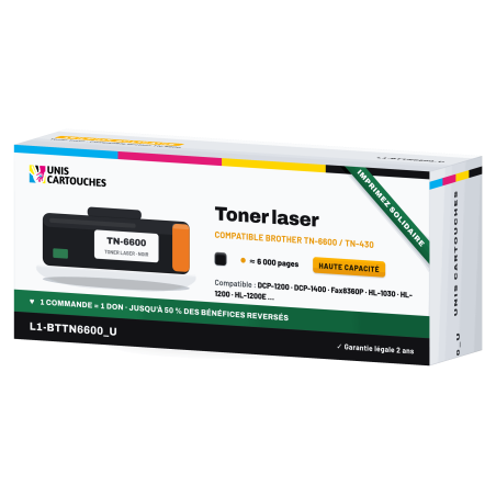Toner compatible Brother TN-6600 Noir | 1er Prix Solidaire