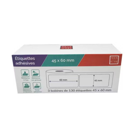 Bobines d'étiquettes autocollantes 45x60 mm · pack de 3 · 390