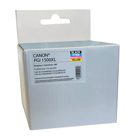 Cartouche Compatible Canon PGI-1500XL Noir+Cyan+Magenta+Jaune