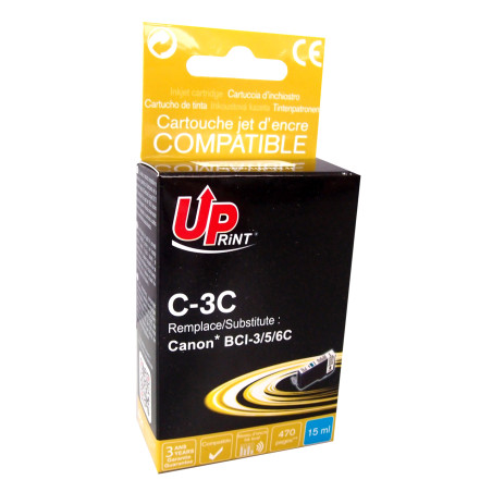 Cartouche Premium UPrint Cyan pour imprimantes Canon BCI3/BCI5/BCI6