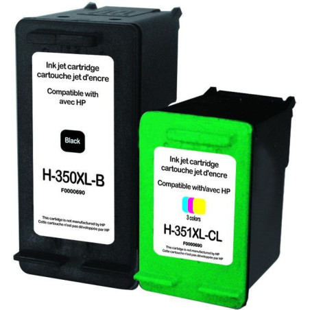 Cartouches UPrint Premium pour HP, BK+CL, 1000/580 pages