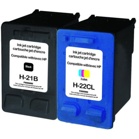 Cartouches UPrint Premium BK+CL pour imprimantes HP - Consommable