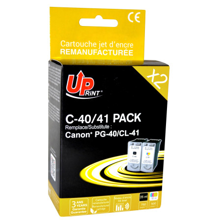 Cartouches UPrint Premium BK+CL pour Canon PG40/CL41, compatibles et