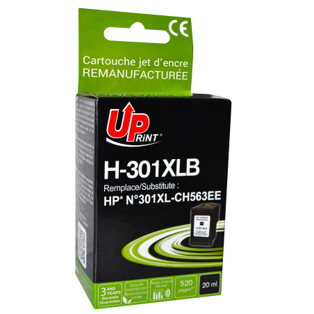 Cartouche UPrint Noir Premium compatible HP CH563EE pour les modèles