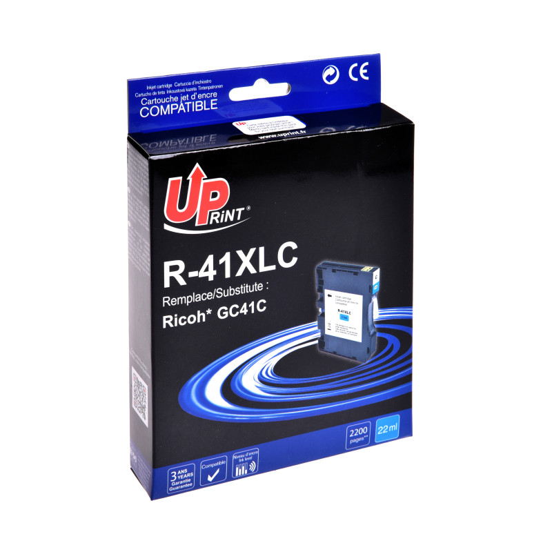 Cartouche Premium Cyan UPrint pour imprimantes Ricoh N°41 - 405762