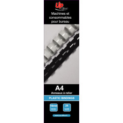 Anneaux plastiques de reliure UP Office 16 mm · Noir · pack de 25