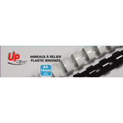 Anneaux plastiques de reliure UP Office 14 mm · Noir · pack de 100