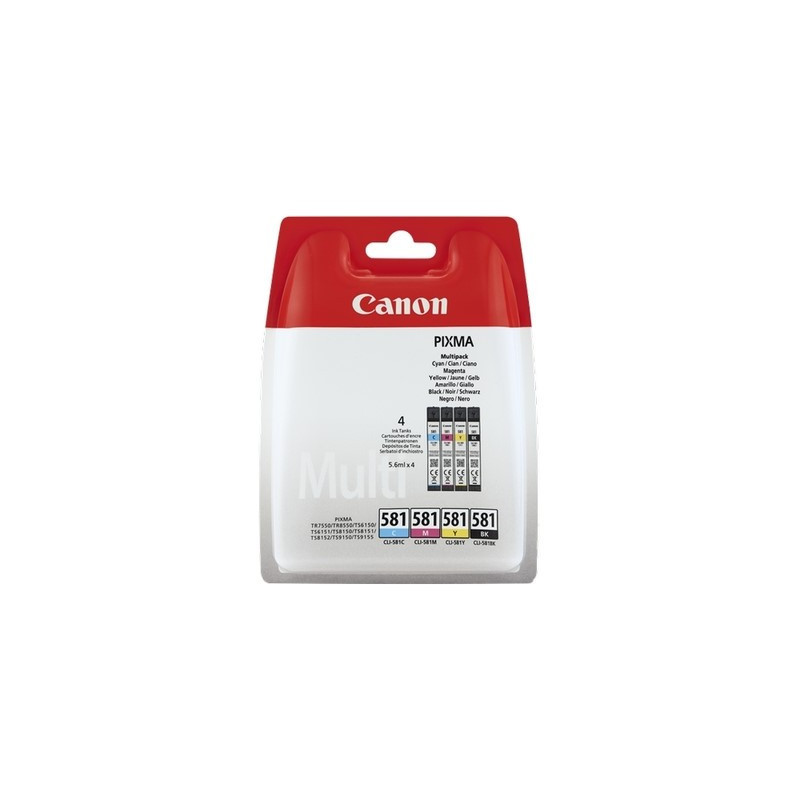 Cartouche Origine Canon 581 - Pack x4 jet d'encre authentique