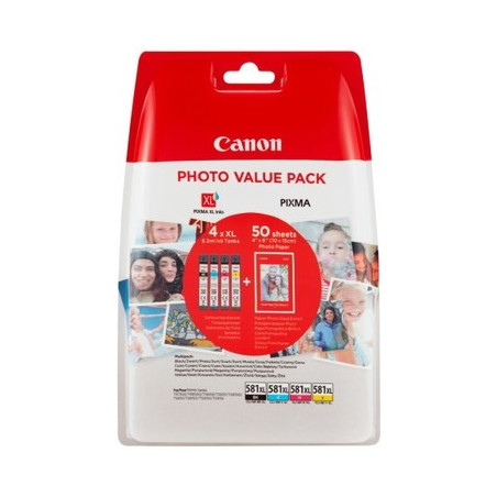Cartouche Origine Canon 581XL Pack x4 - Référence officielle OEM 581XL