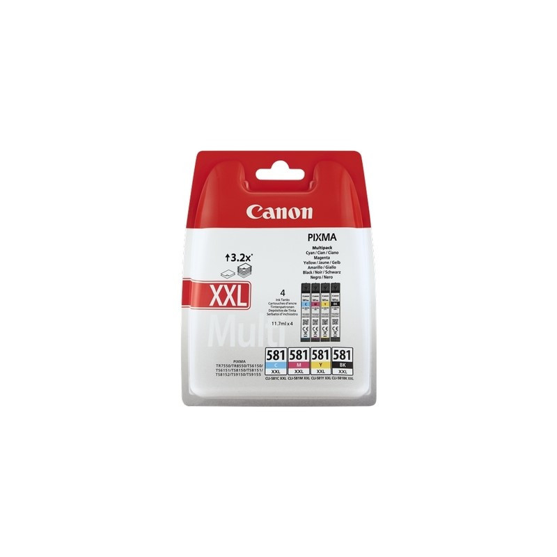 Cartouche Origine Canon 581XXL Pack x4 - Référence exacte 581XXL