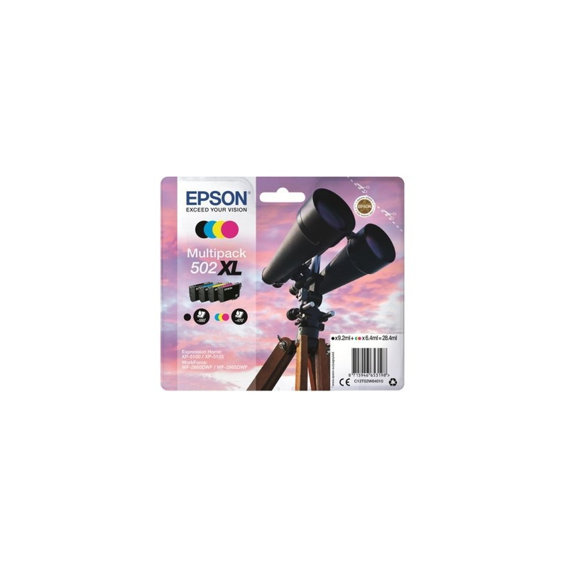 Cartouche 502XL Origine Epson - Pack x4 jet d'encre authentique
