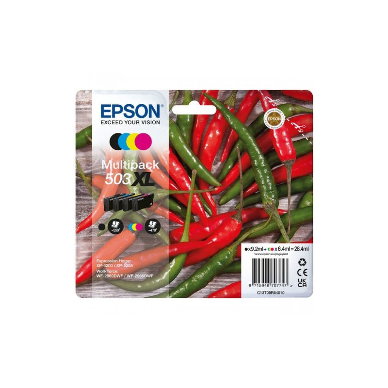 Cartouches d'encre Originales Epson 503XL Pack x 4 Noir Cyan Magenta