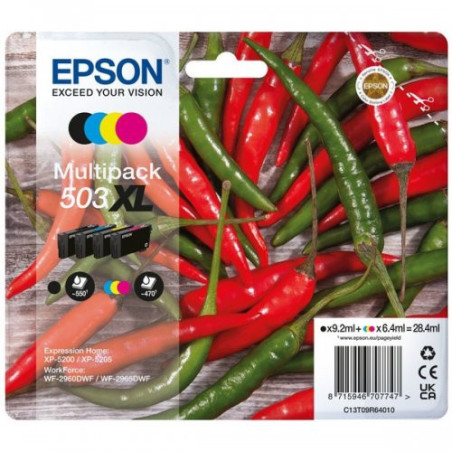 Cartouches d'encre Originales Epson 503XL Pack x 4 Noir Cyan Magenta