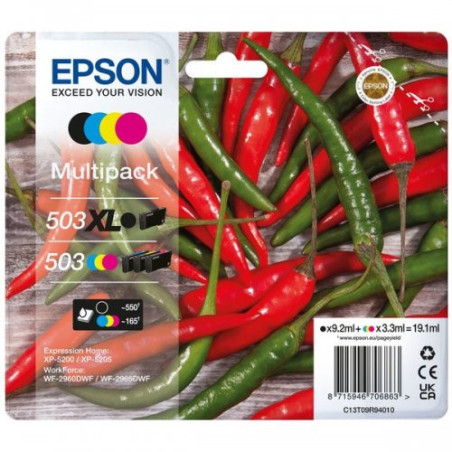 Cartouche D'encre Origine Epson 503XL - Pack x 4 - Référence