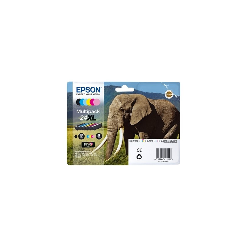 Cartouche Origine Epson 24XL Pack x 6 jet d'encre authentique