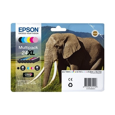 Cartouche Origine Epson 24XL Pack x 6 jet d'encre authentique