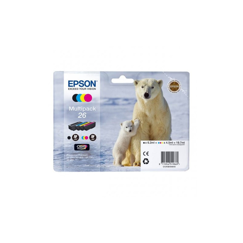 Cartouches Origine Epson T2616 Pack x4 - Noir, Cyan, Magenta, Jaune