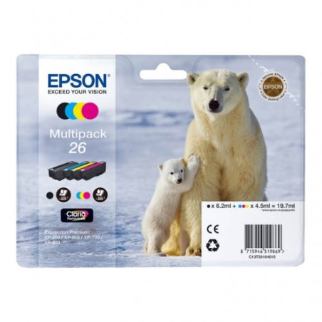 Cartouches Origine Epson T2616 Pack x4 - Noir, Cyan, Magenta, Jaune