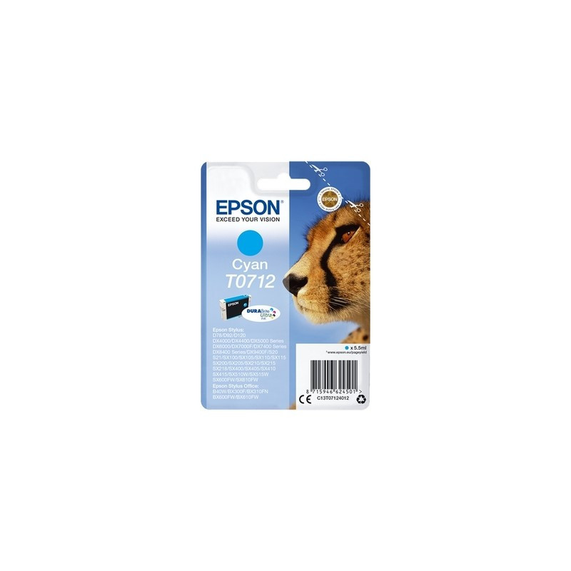 Cartouche Origine Epson T0712 cyan pour Stylus D 120 D 78 D 92 DX