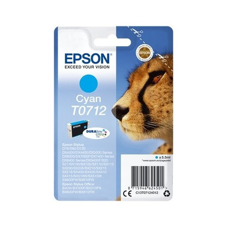 Cartouche Origine Epson T0712 cyan pour Stylus D 120 D 78 D 92 DX