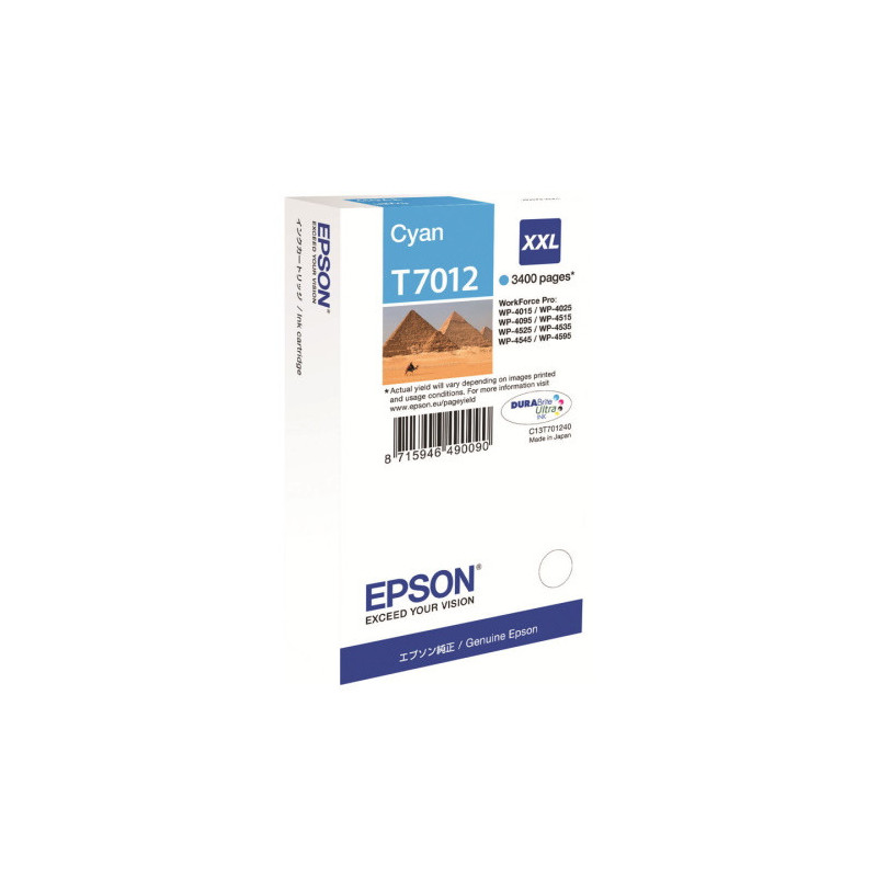 Cartouche d'origine Epson T7012 Cyan pour WorkForce Pro