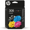 Cartouches Origine HP 308 Noir + Tricore x2 - Référence exacte 308